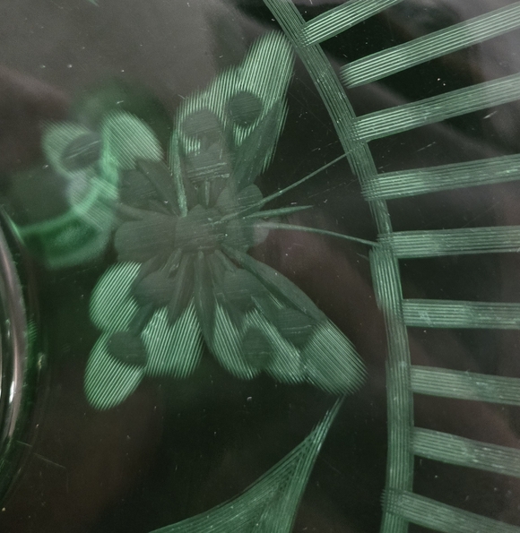 Vintage Tidbit Serving Tray Etched Butterfly, Flowers &...